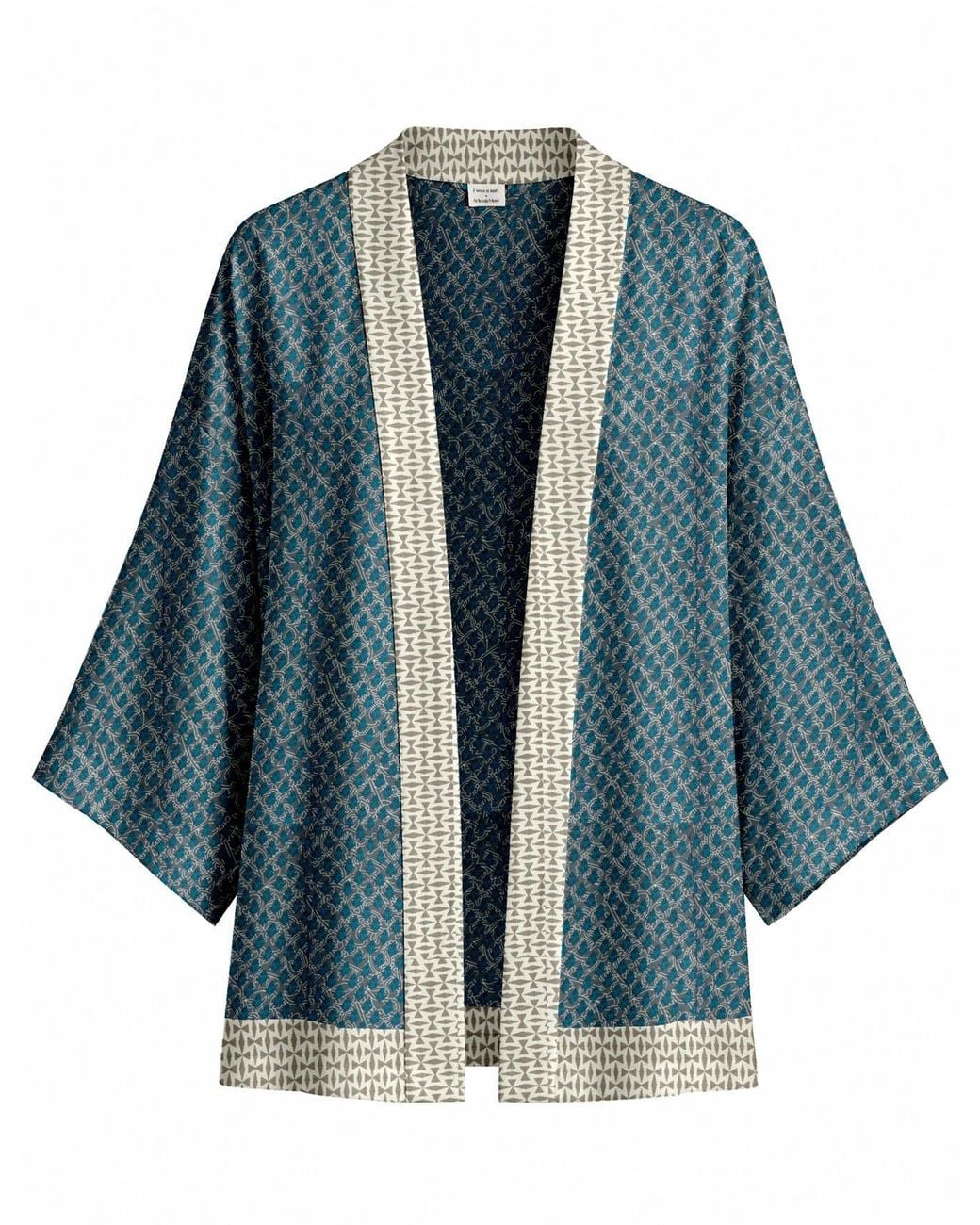 Artemis Muse Blue One Of A Kind Recyled Sari Kimono Unique Thirty