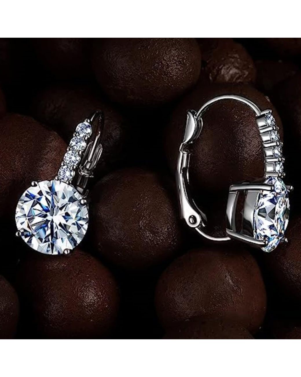 Genevive Jewelry White Rachel Glauber Plated Cubic Zirconia Hinge Back Earrings
