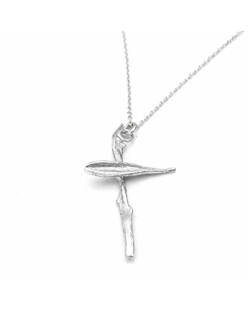 Mother Nature Jewelry Metallic Cross Necklace, Handmade Leaf Pendant