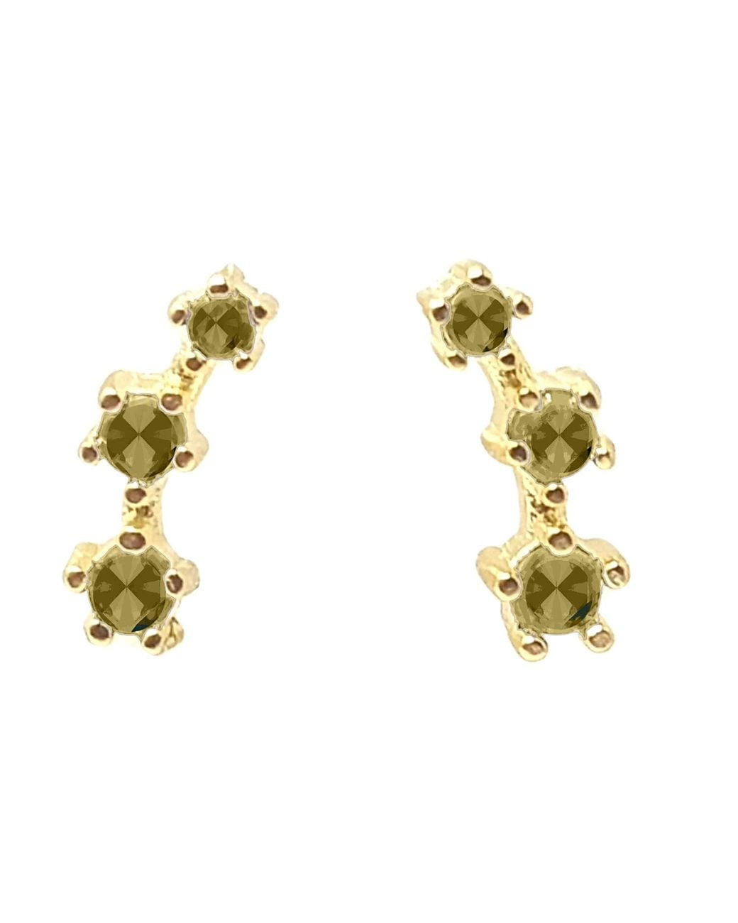 Sophelia Metallic Peridot August Birthstone Climber Stud Earrings