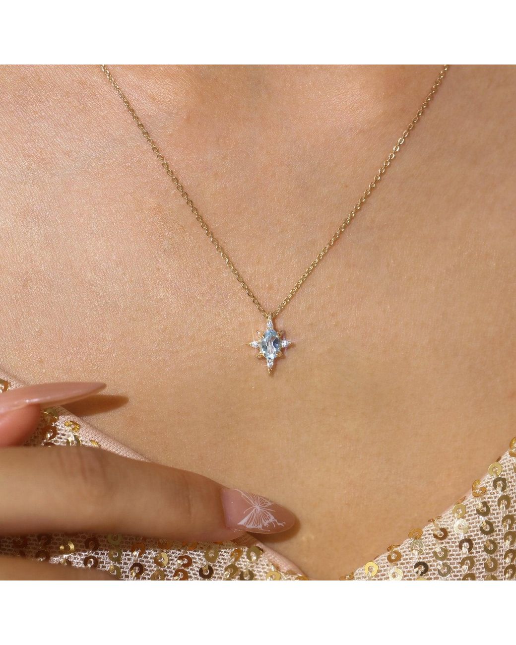 Azura Jewelry New York Metallic Ocean Star Sky Topaz Vermeil Necklace