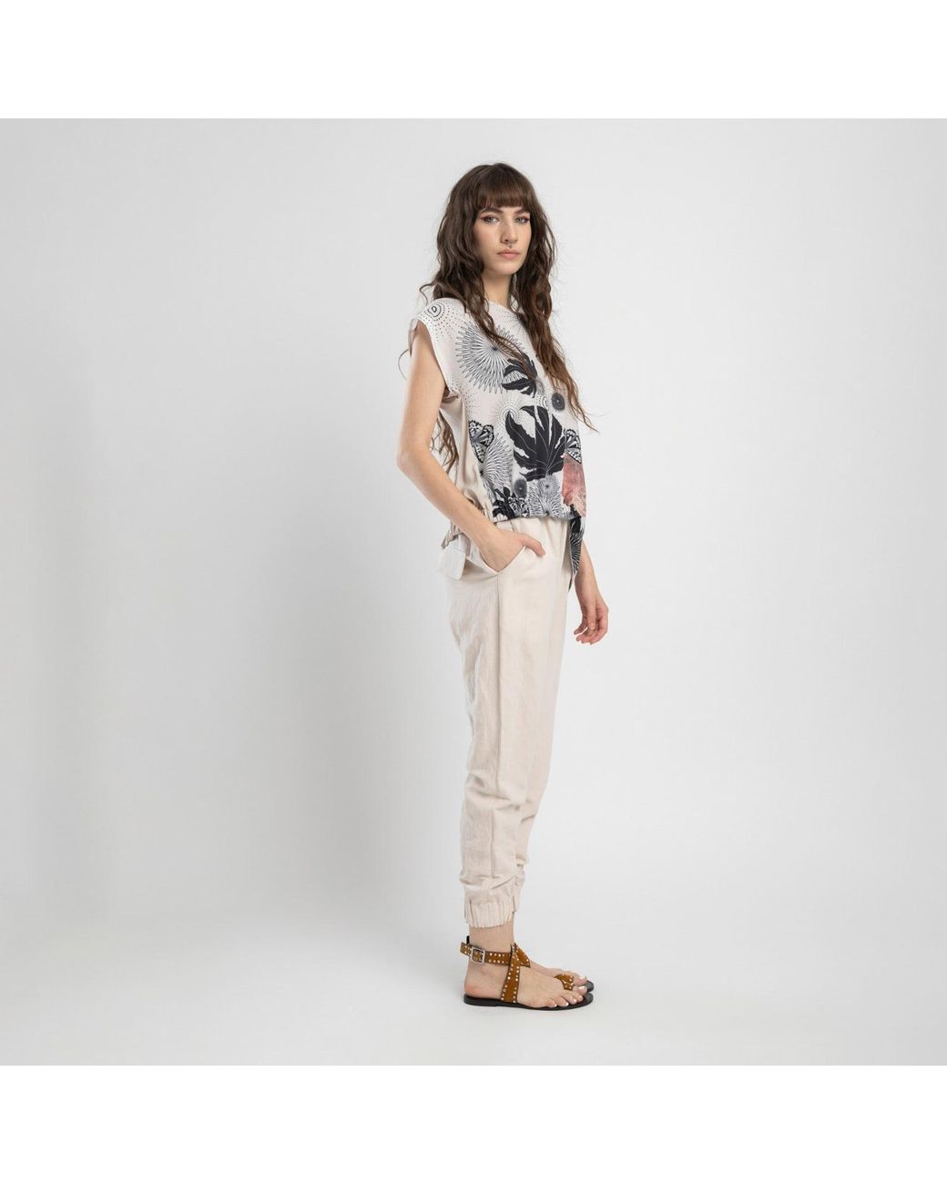 ARTISTA Gray Neutrals Epic Asymmetric Top
