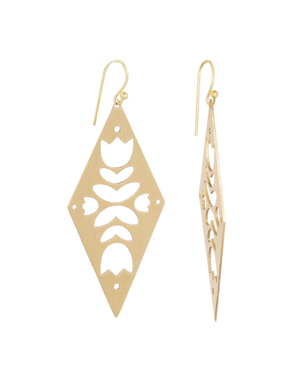 Saachi Metallic Diamond Drop Open Brass Earrings