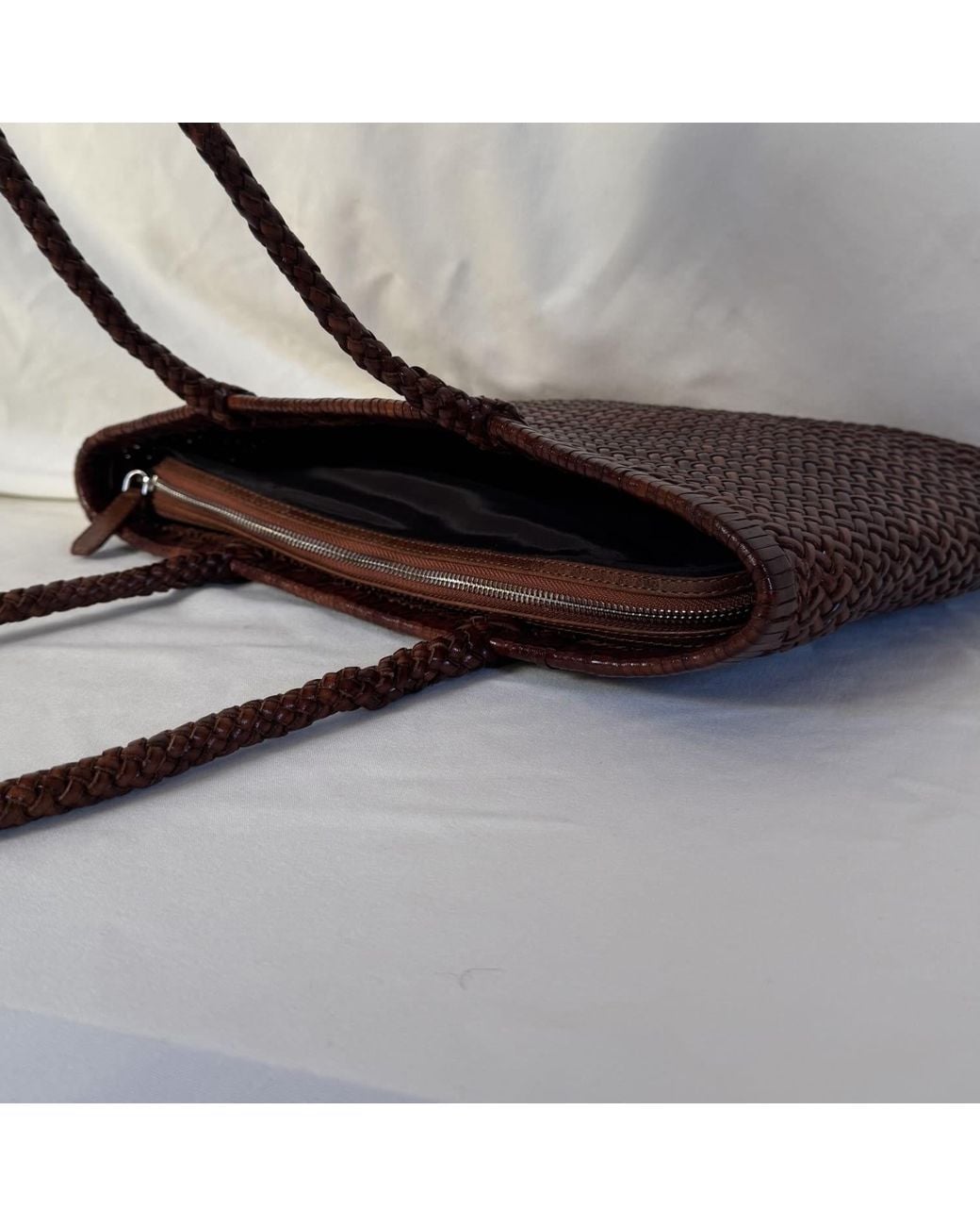 godi. Brown The Buna Handwoven Leather Tote Bag