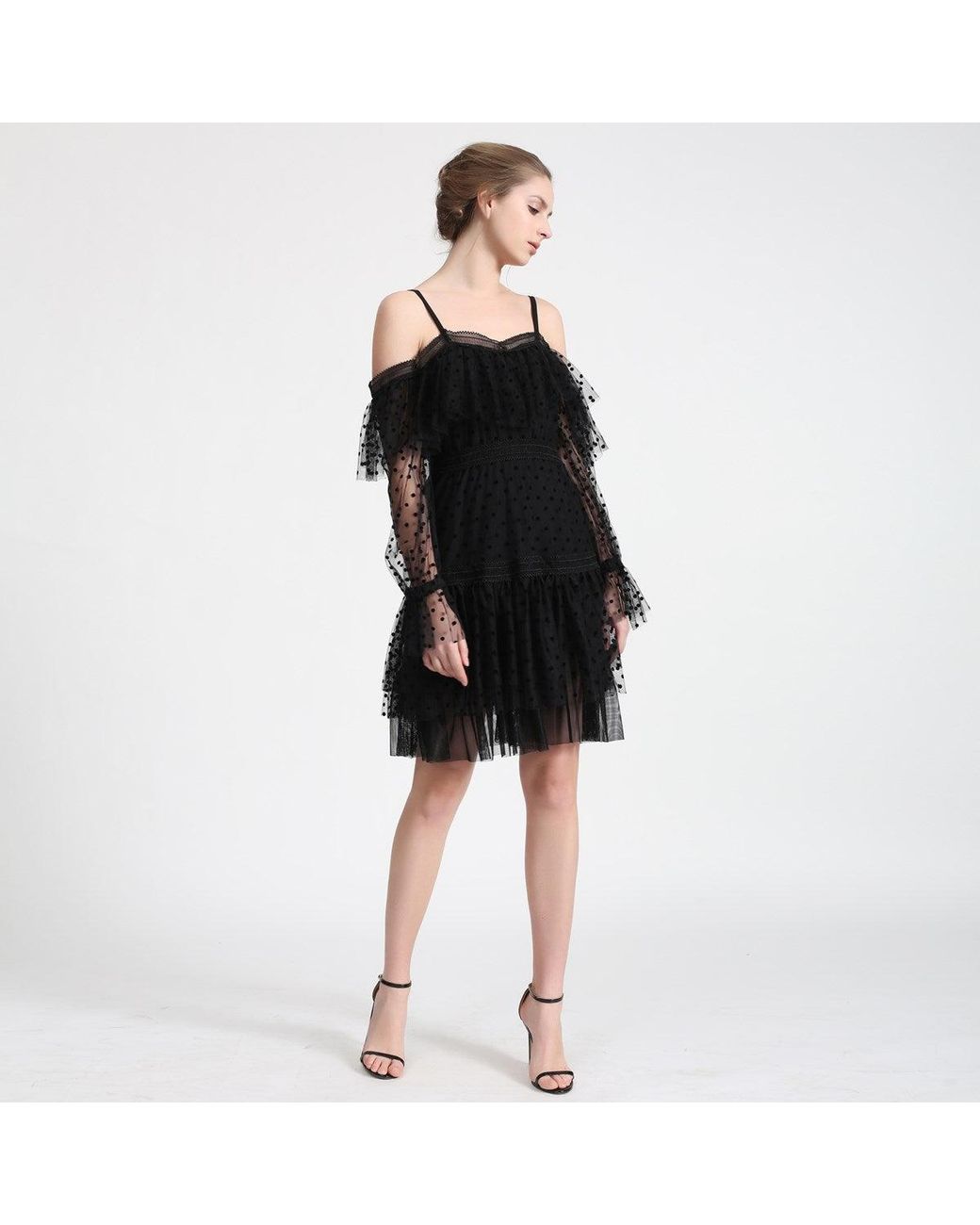 Smart and Joy Black Negligee Style Dress