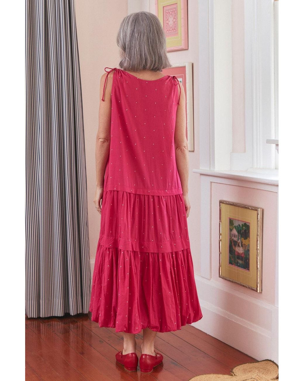 Adrift Clothing Pink Millie Reversible Bubble Hem Dress