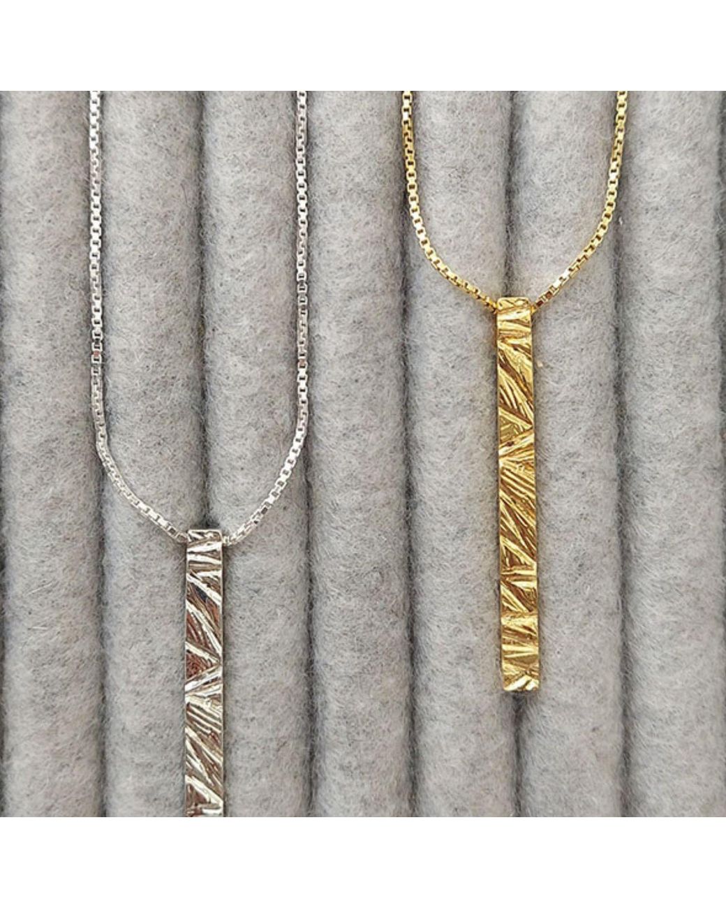 Edge Only Metallic Rugged Bar Pendant 18Ct Vermeil for men