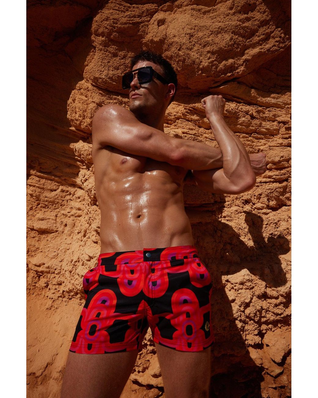 Julia Clancey Red Sunset Rooftop Board Short for men