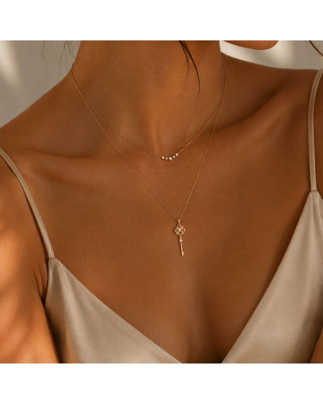 Spero London Metallic Sterling Ancient Key Necklace