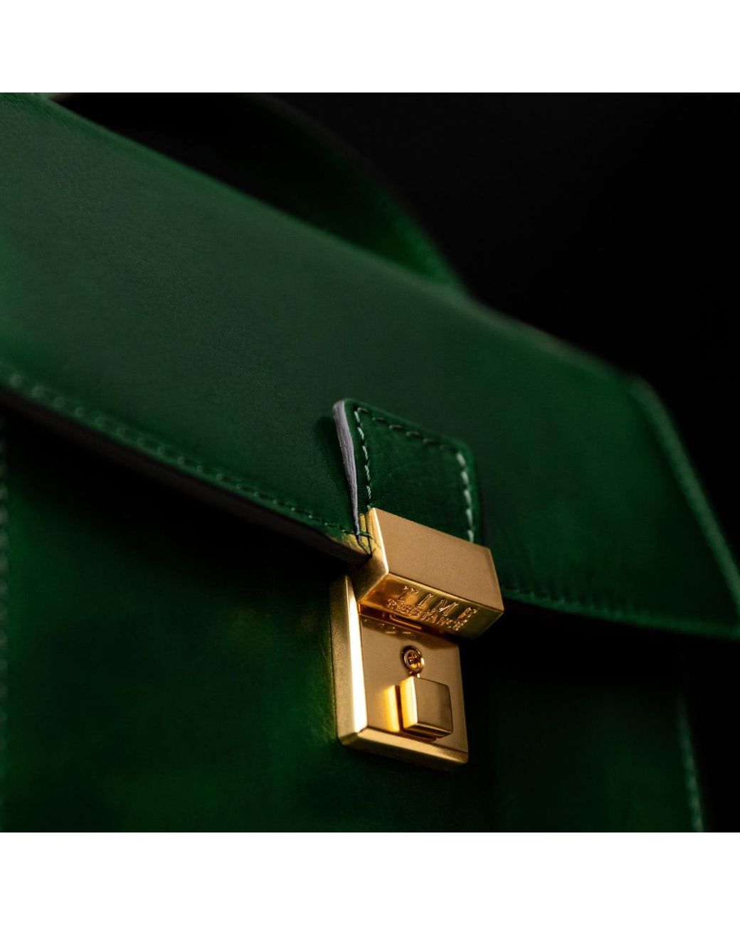 Time Resistance Green Small Leather Briefcase for men