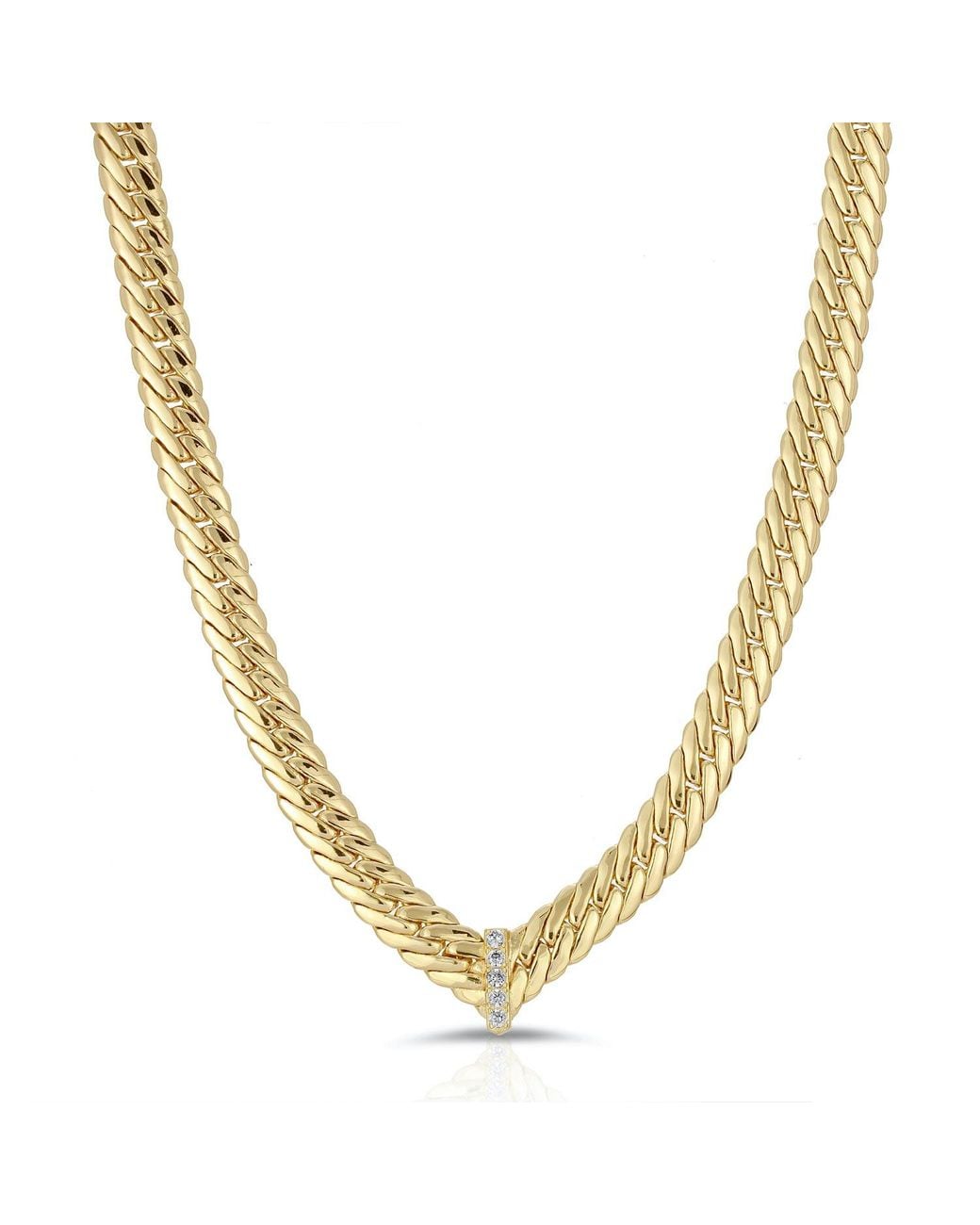 Glamrocks Jewelry Metallic Cz Chevron Statement Necklace- Clear