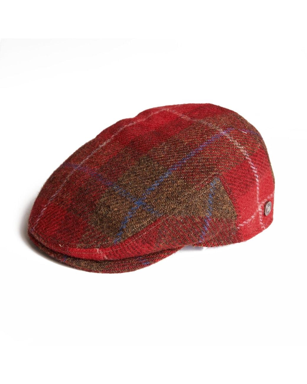 Dasmarca Hats Red Justin Lava Harris Tweed Flat Cap Made for men