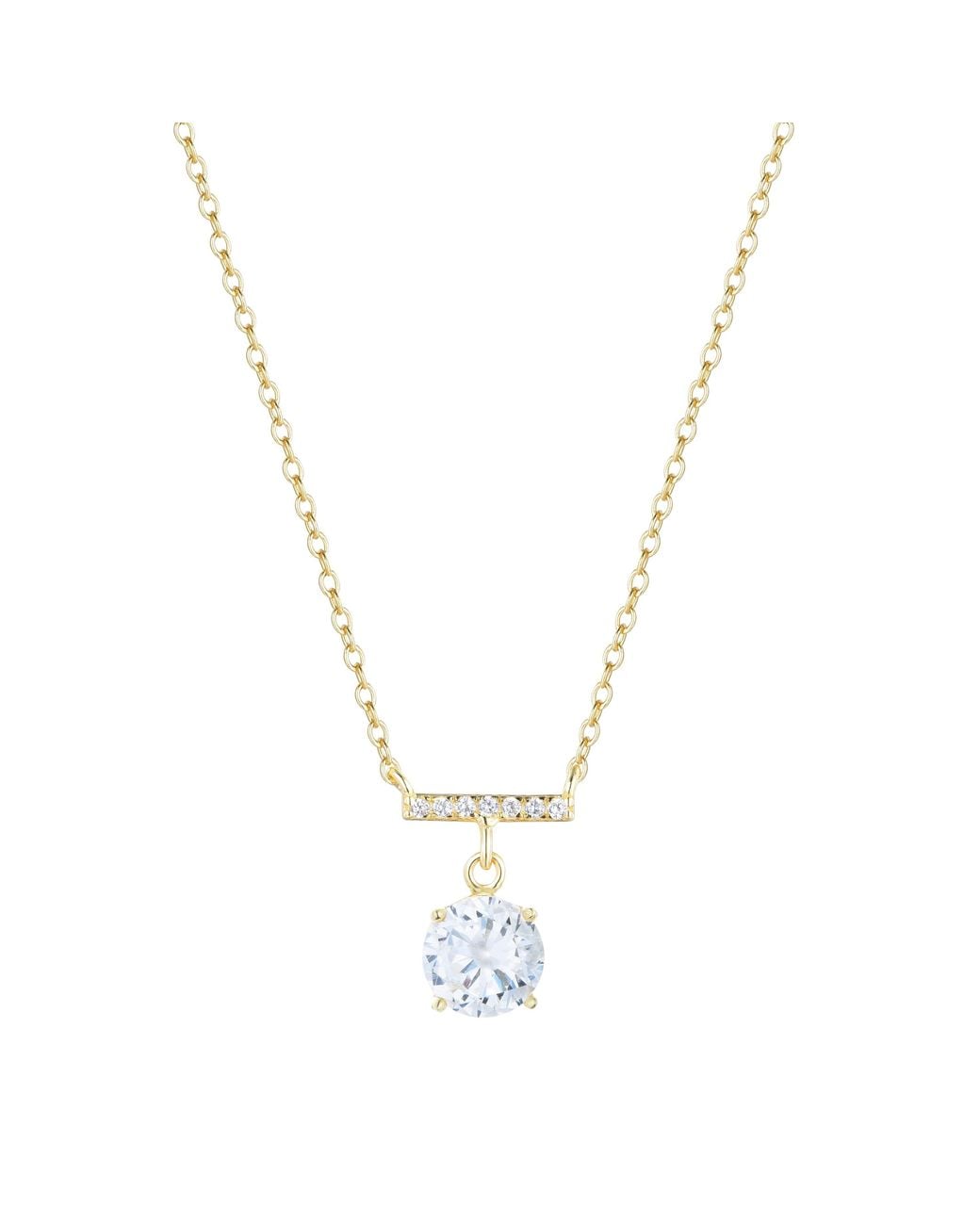KAMARIA Metallic Birthstone Solitaire & Crystal Bar Necklace