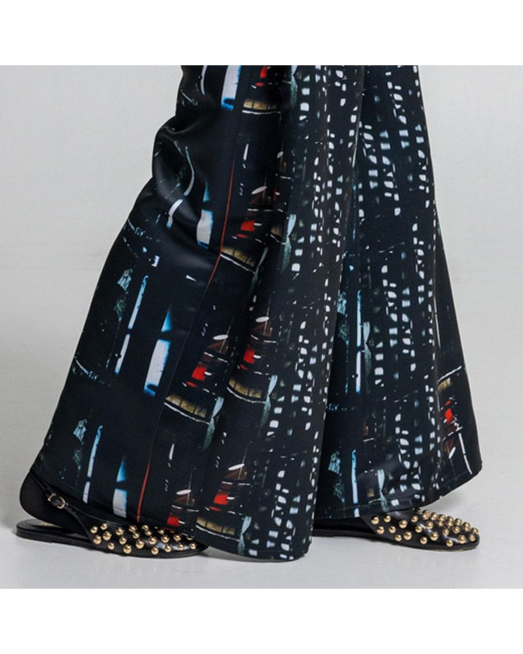 ARTISTA Blue Bright Satin Palazzo Pants