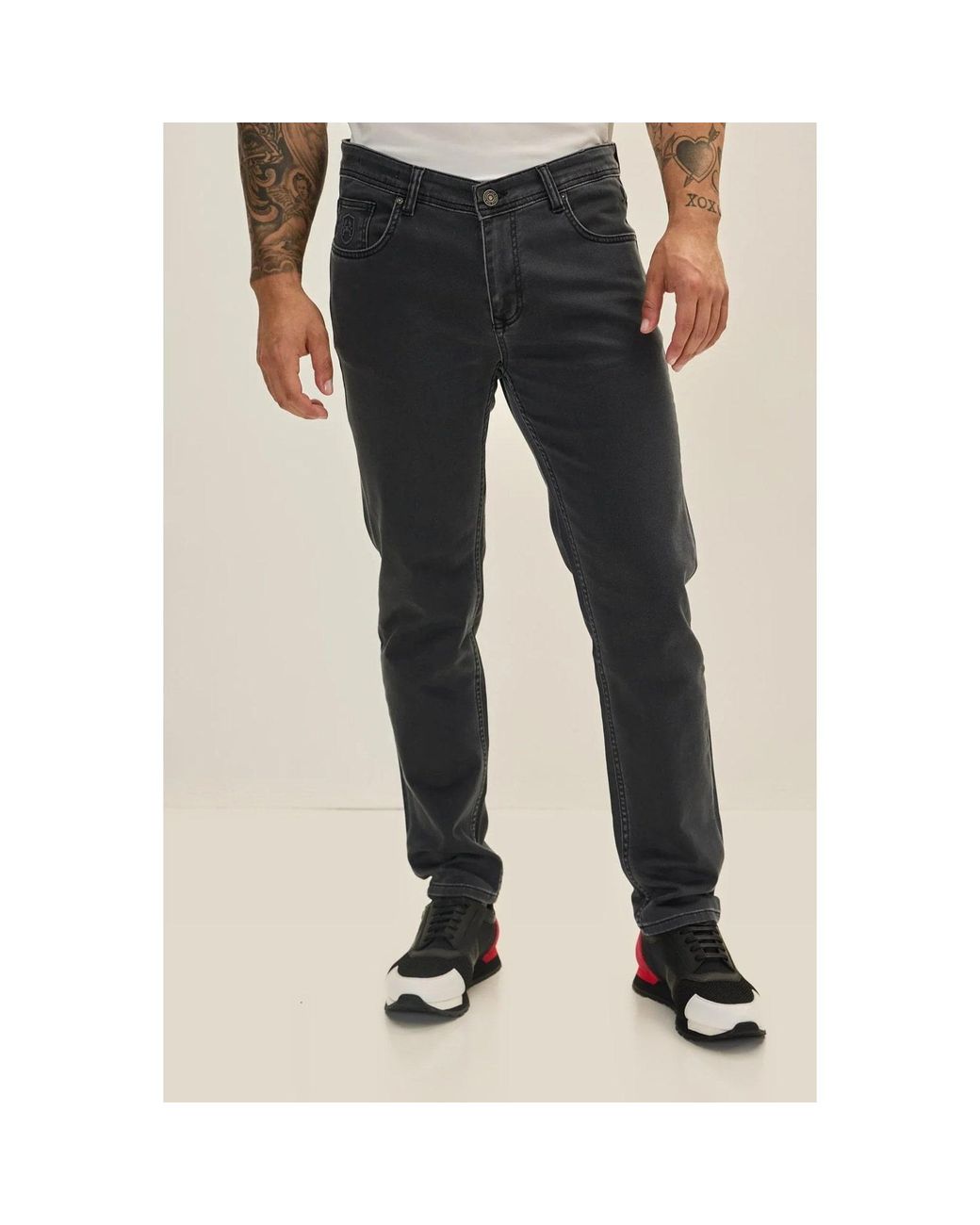 Ron Tomson Black Super Soft 5-Pocket Style Pants for men