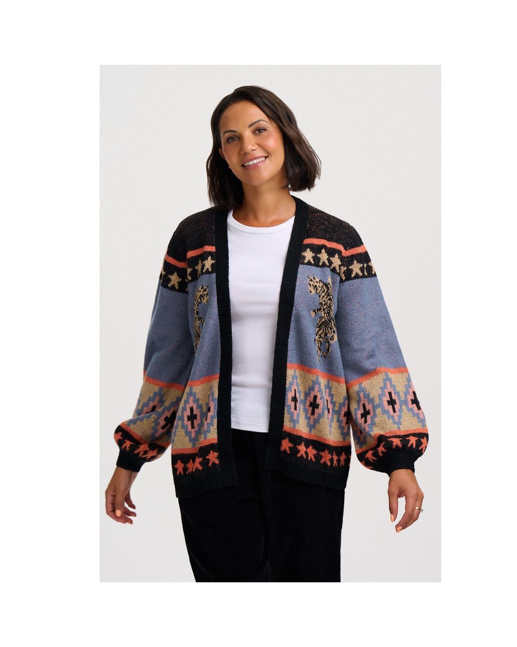Sugarhill Black Yvette Cardigan Tigers