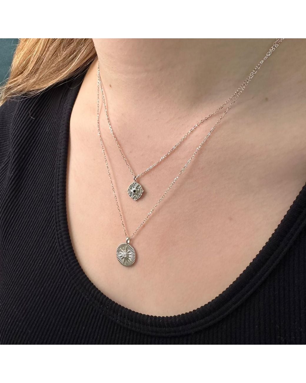 Clemence Wren Metallic Geometric Gemstone Pendant Necklace