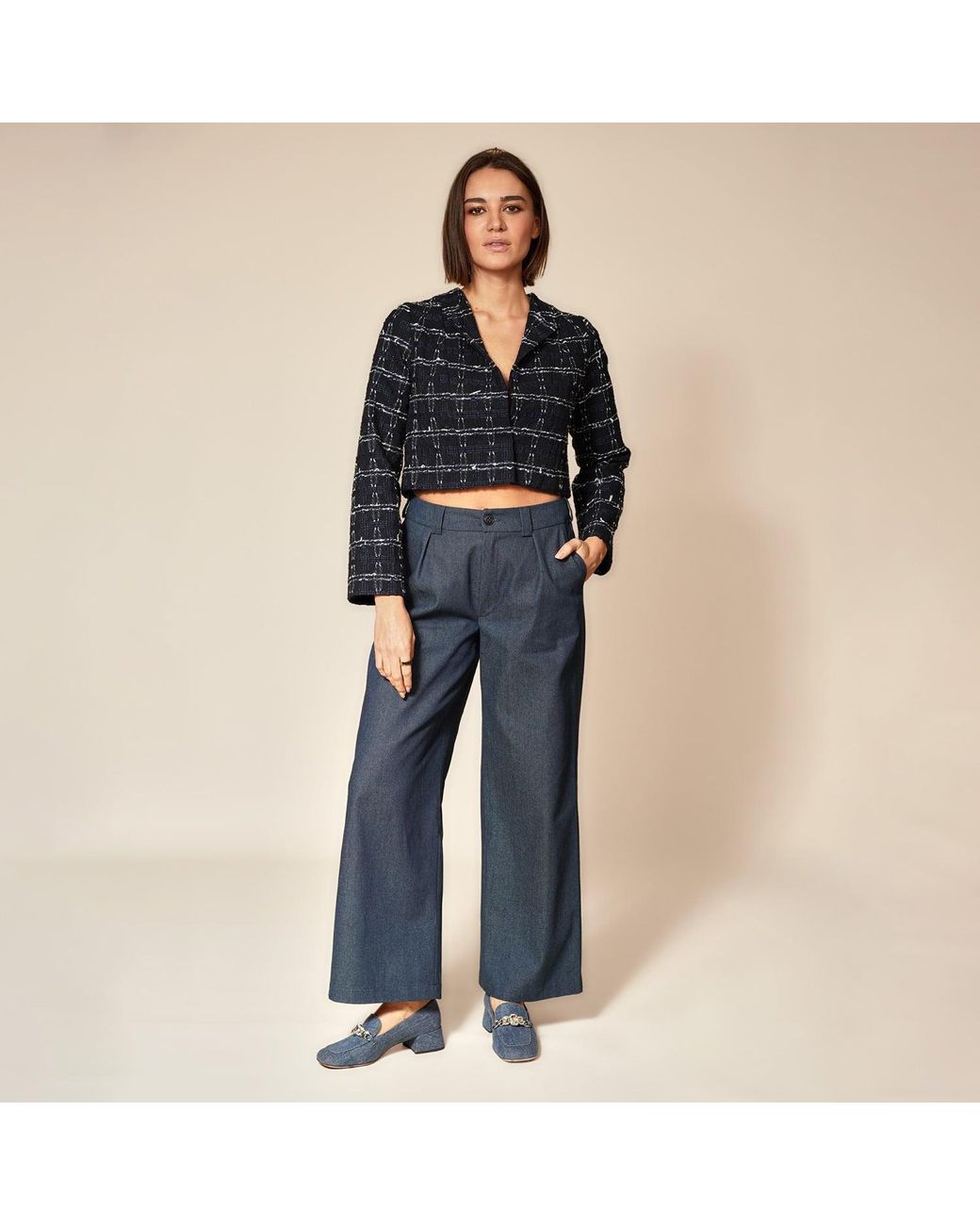 Gunda Hafner Ltd Blue Cropped Tweed Jacket