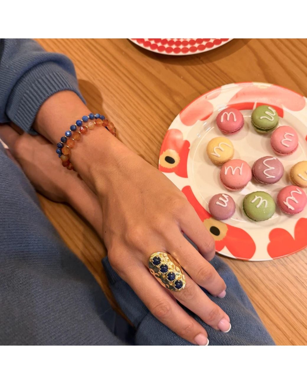 Farra Orange Lapis With Agate Double Layers Bracelet
