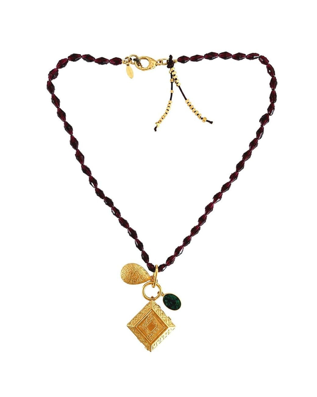 Persia Dona Jewelry Metallic Vintage Garnet X Vintage Locket Necklace