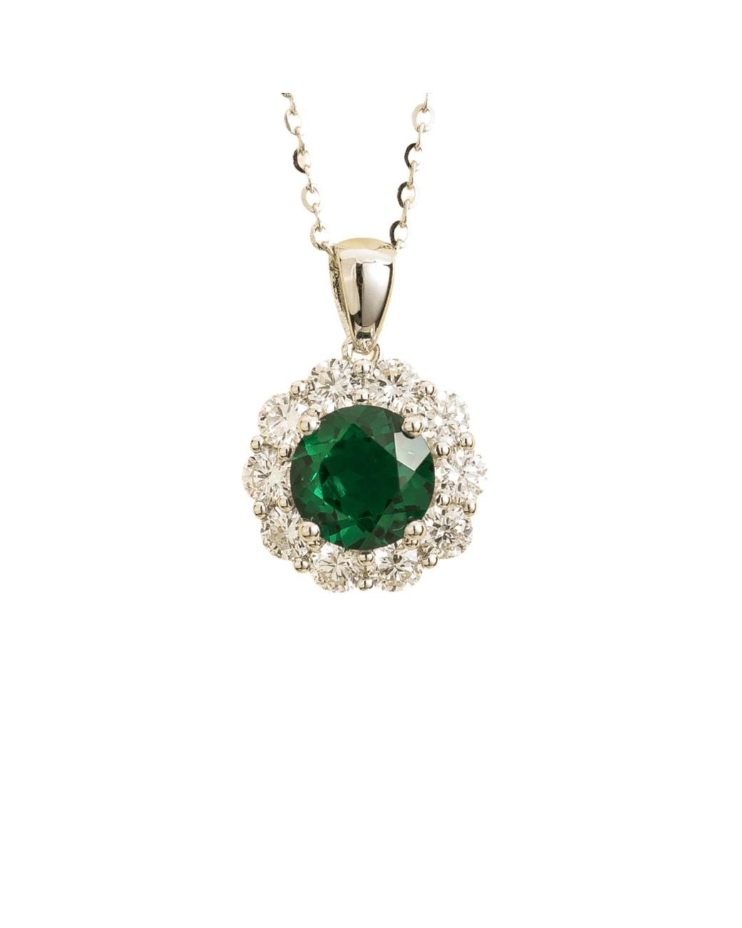 Juvetti Green Floret Necklace Set With Emerald & Diamond