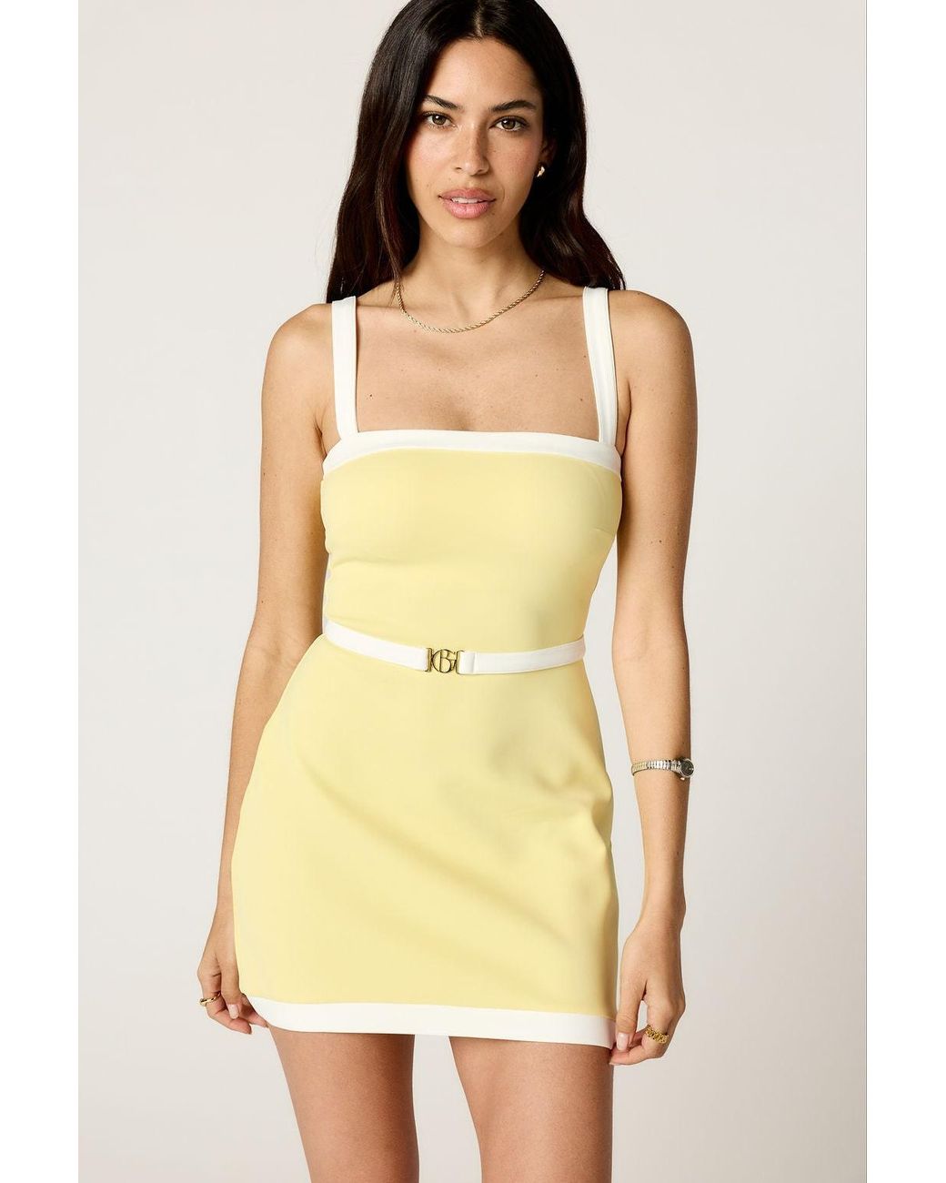 Goldie Byrd Yellow Belted Cami Dress