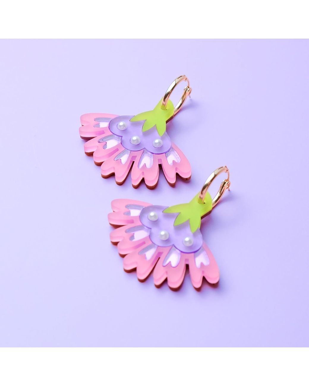 By Chavelli Pink Cosmos Flower Earrings