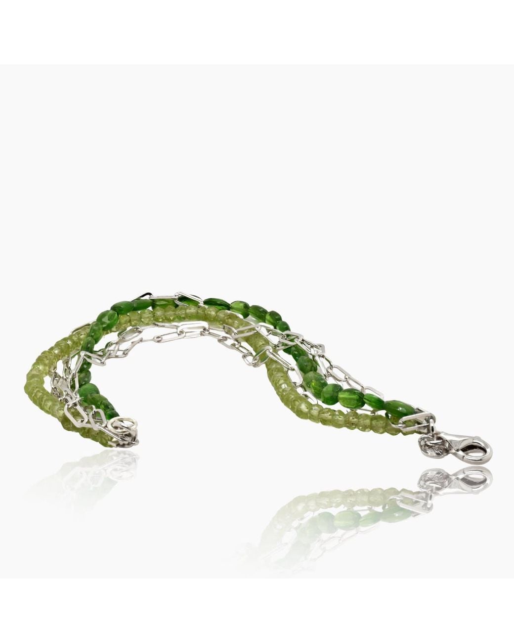 Lori Kaplan Design Green Peridot & Chrome Diopside Multi Strand Sterling Bracelet