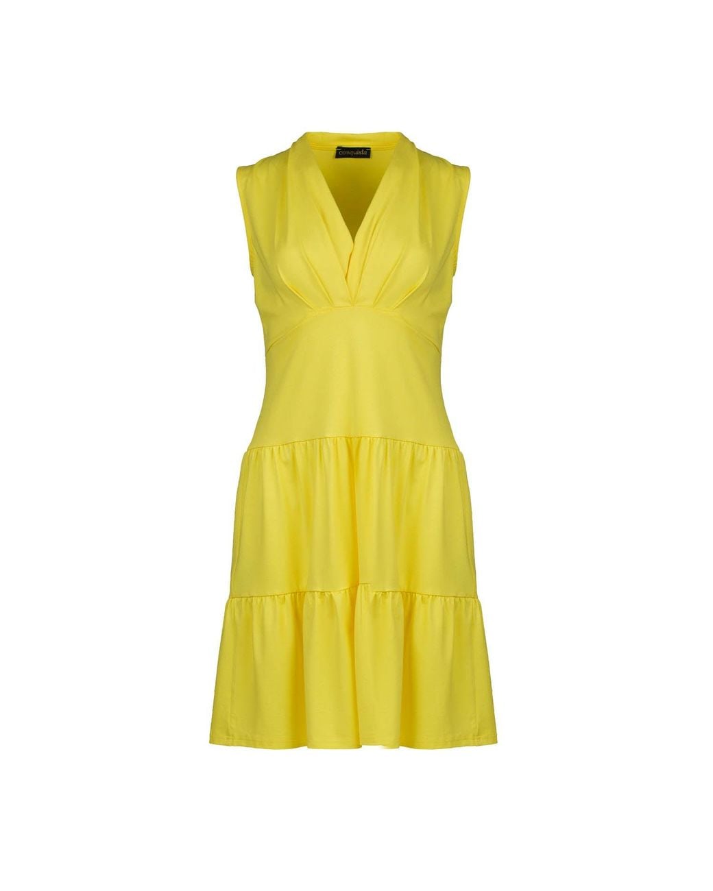 Conquista Yellow Sleeveless V-Neck Jersey Dress