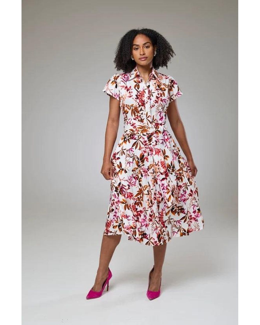 Lioness by Tf Red Blooming Flora Short Sleeve Shirt Dress
