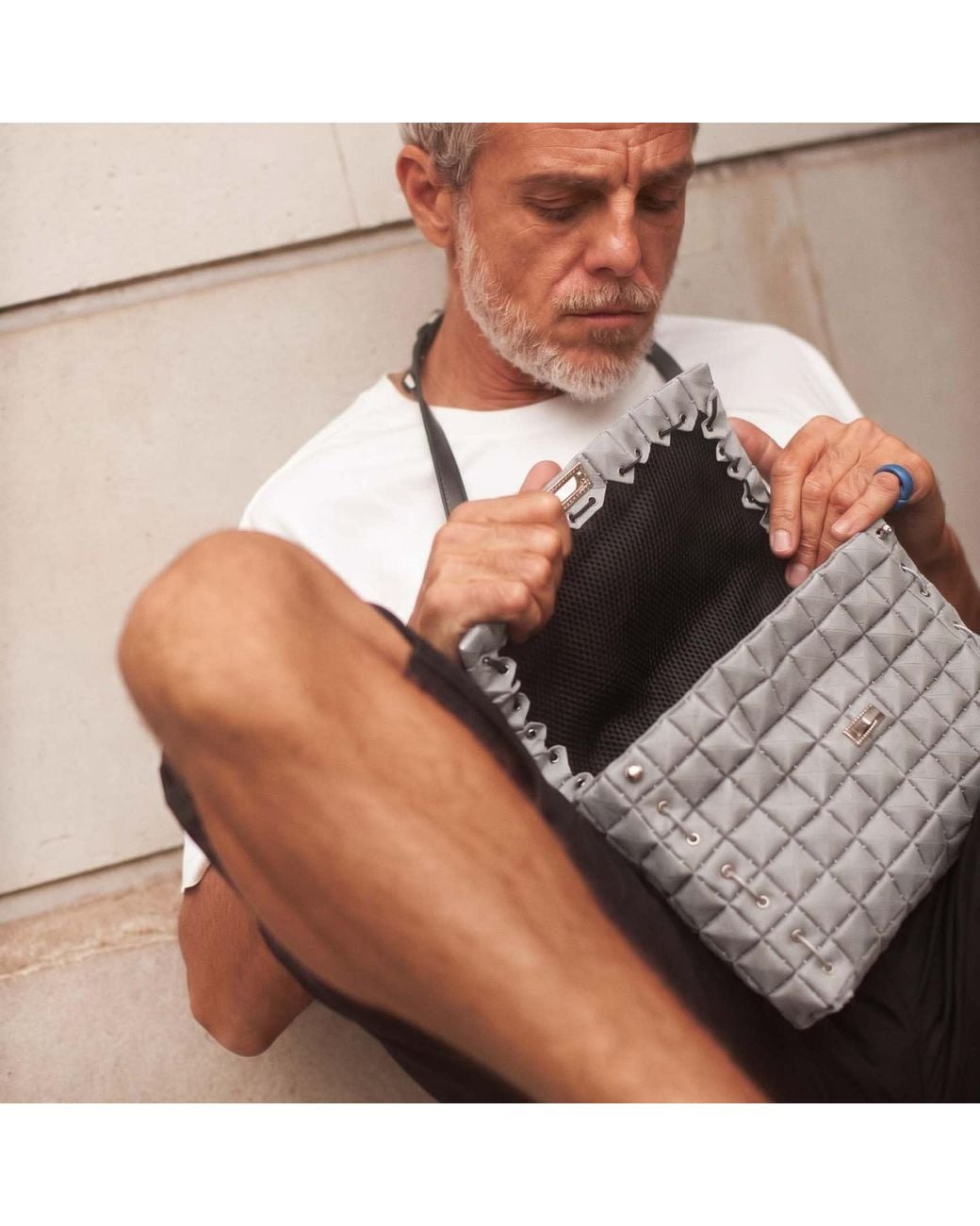 Monade Gray Clutch Bag Matte Stone