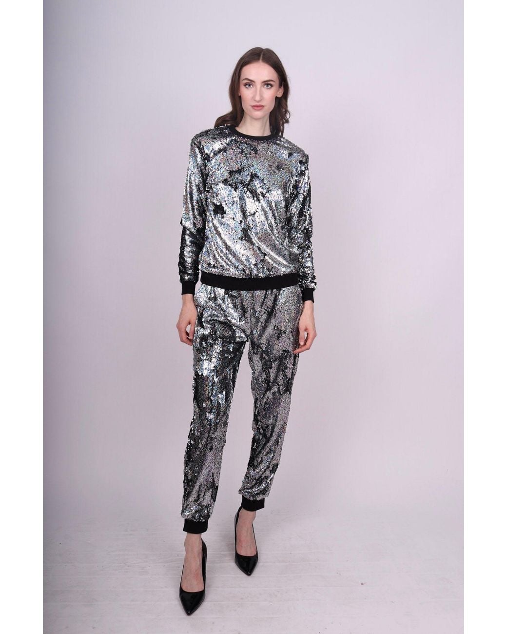 Any Old Iron Black Holographic Glitter Forever Sequin Sweatshirt