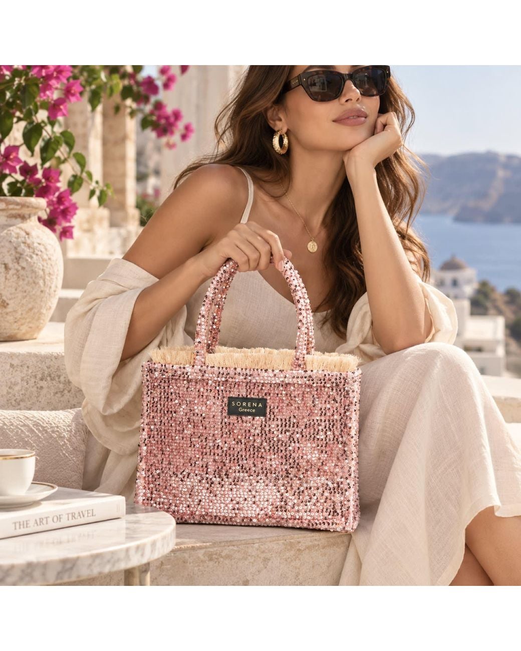 Sorena Pink Rose Rose Glam Medium Tote Bag