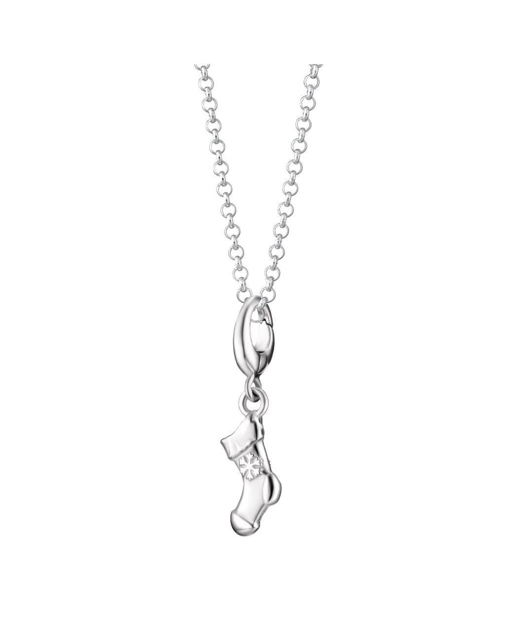 Lily Charmed Metallic Sterling Christmas Stocking Charm Necklace