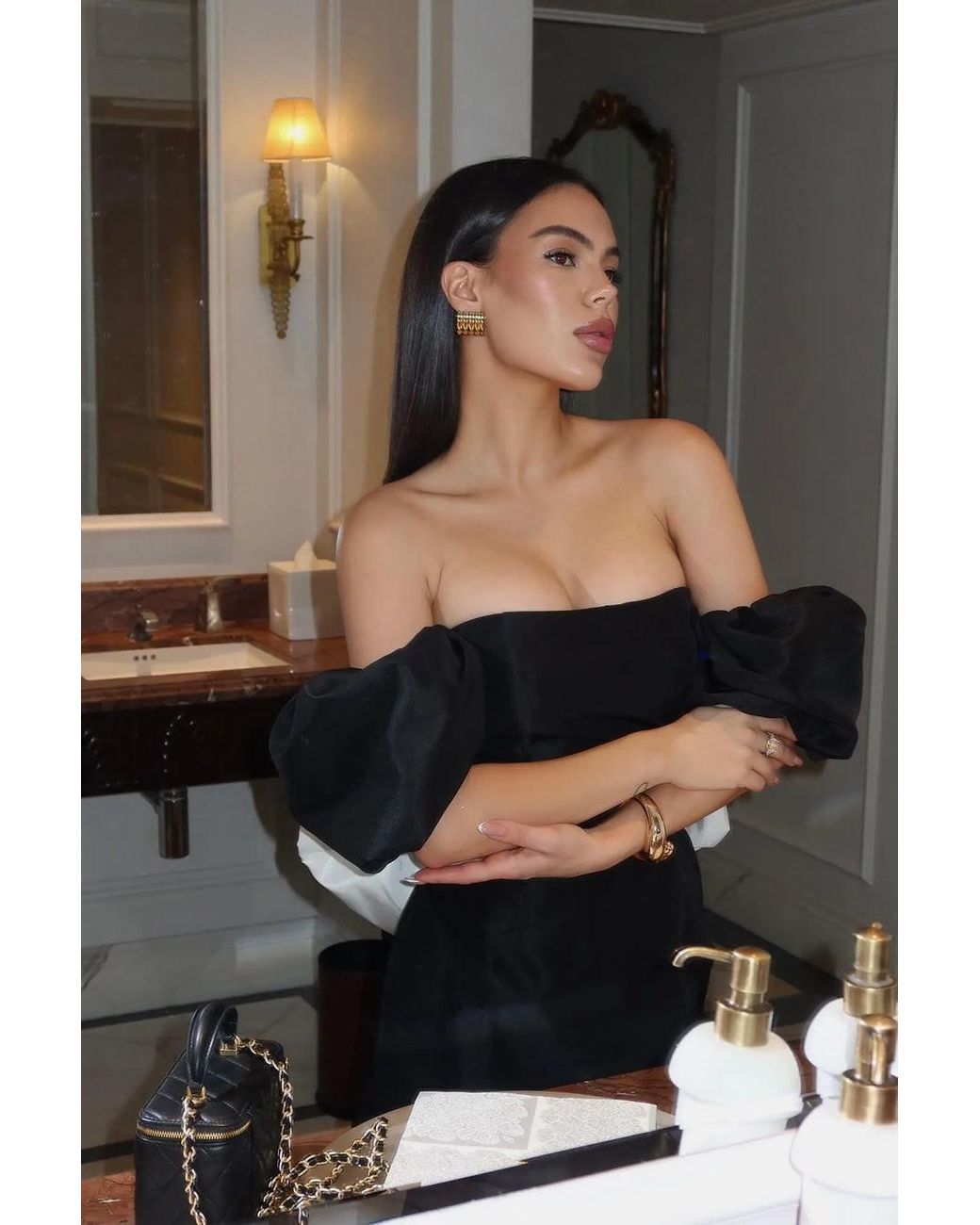 POST MERIDIEM Black Bow Back Jumpsuit Dress