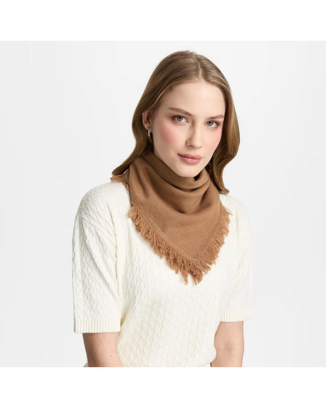 Mohair&Angora Brown Wool Foulard Caria Camel