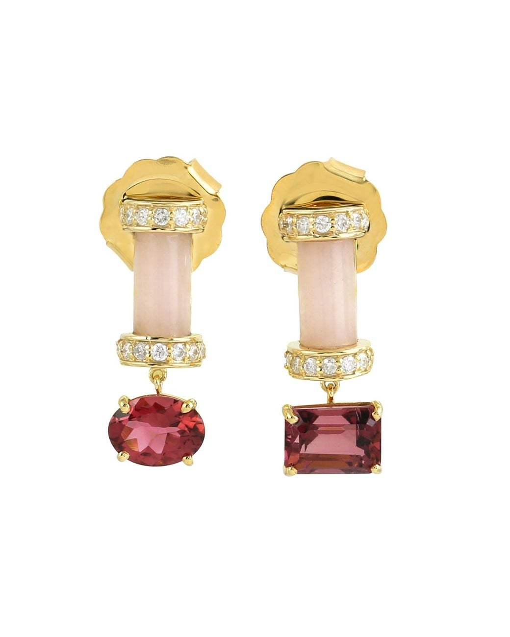 Artisan Metallic 14K Opal & Tourmaline Diamond Drop Earrings