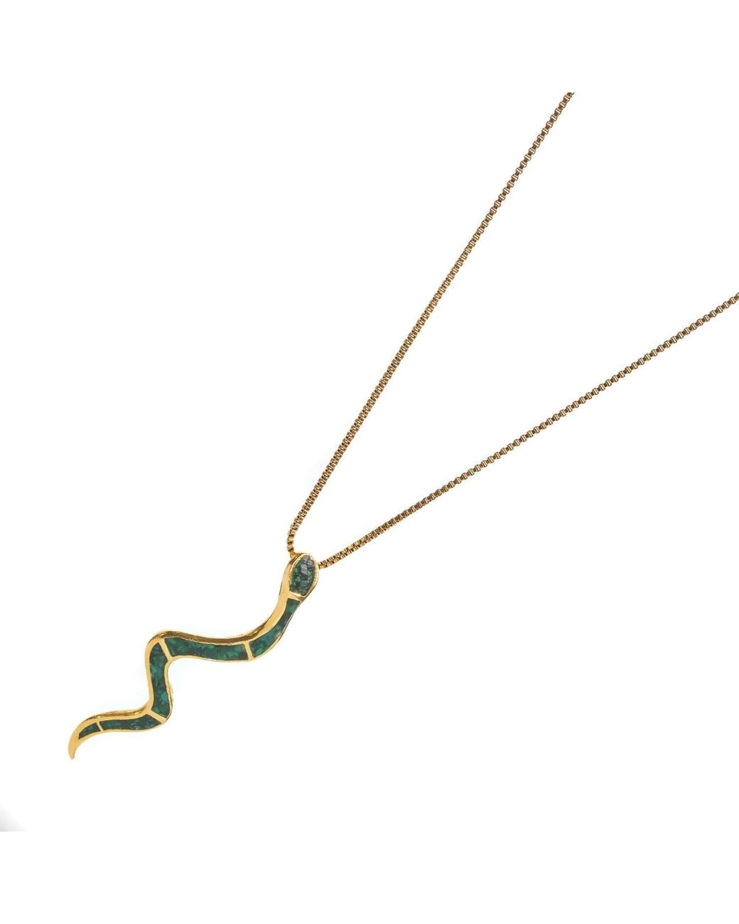 Ebru Jewelry Metallic Mystic Serpent Malachite Pendant Necklace