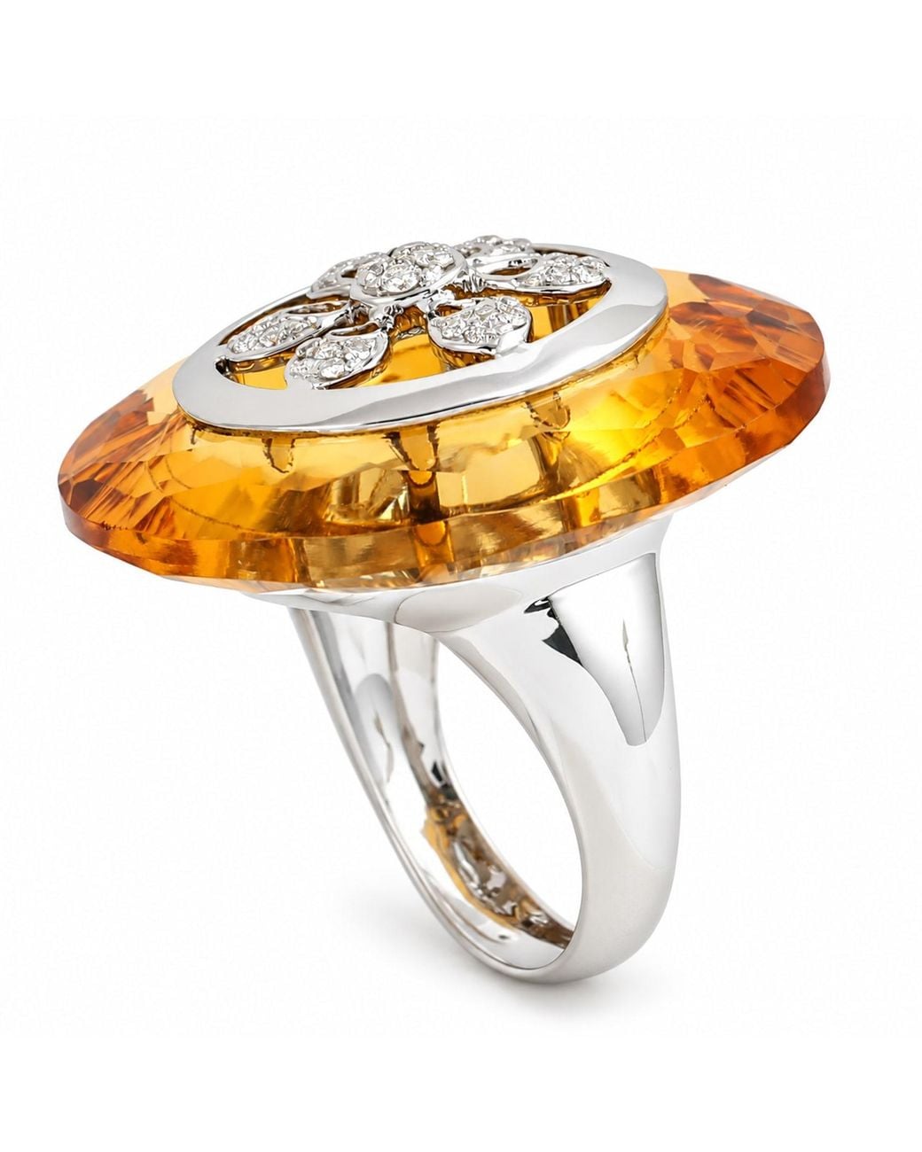 Artisan Metallic 18K Quartz & Diamond Statement Ring