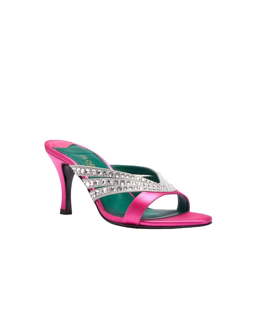 Florrie Pink Roro 75Mm Crystal And Satin Mule Azalea