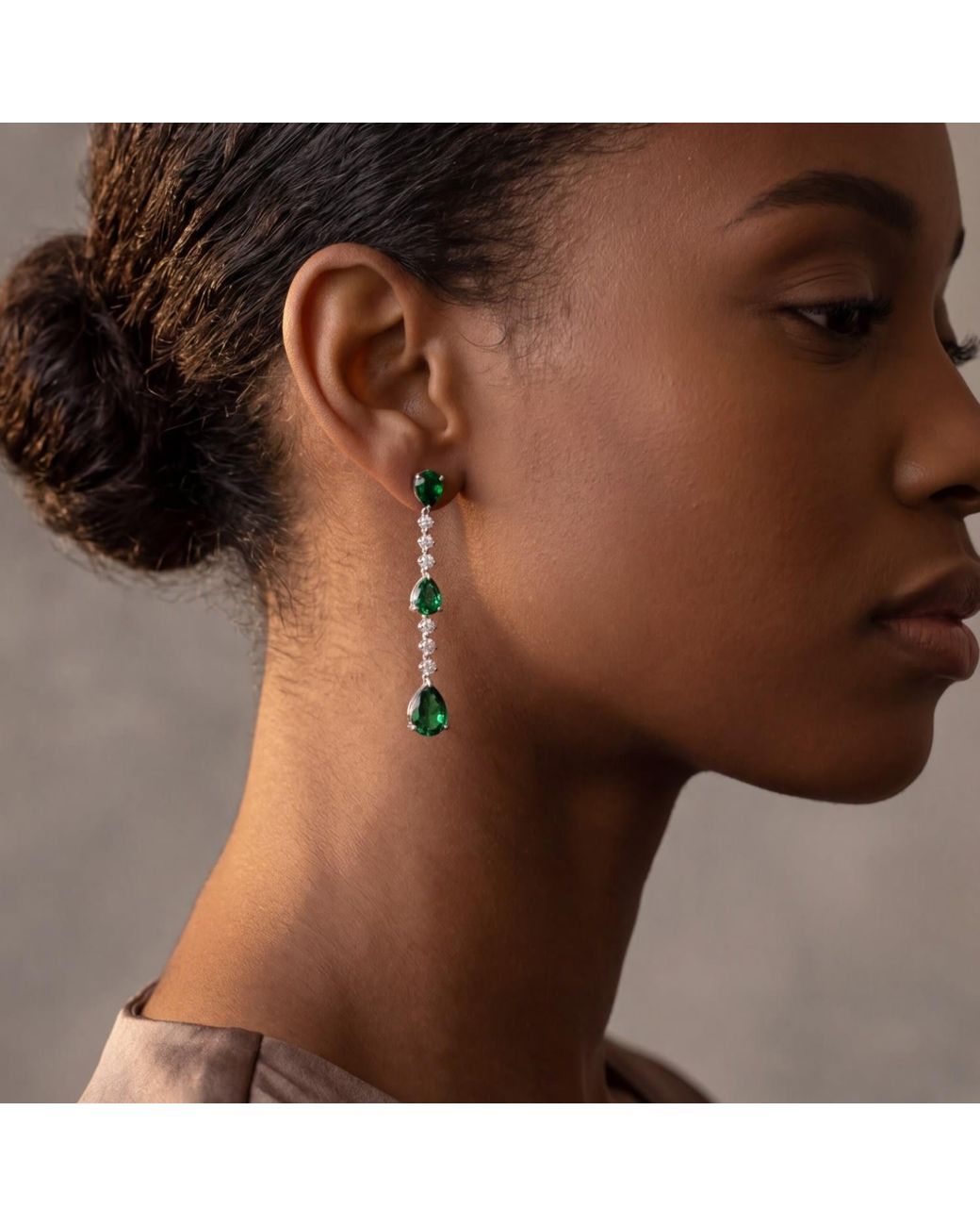 Latelita London Green Elizabeth Drop Earrings Emerald