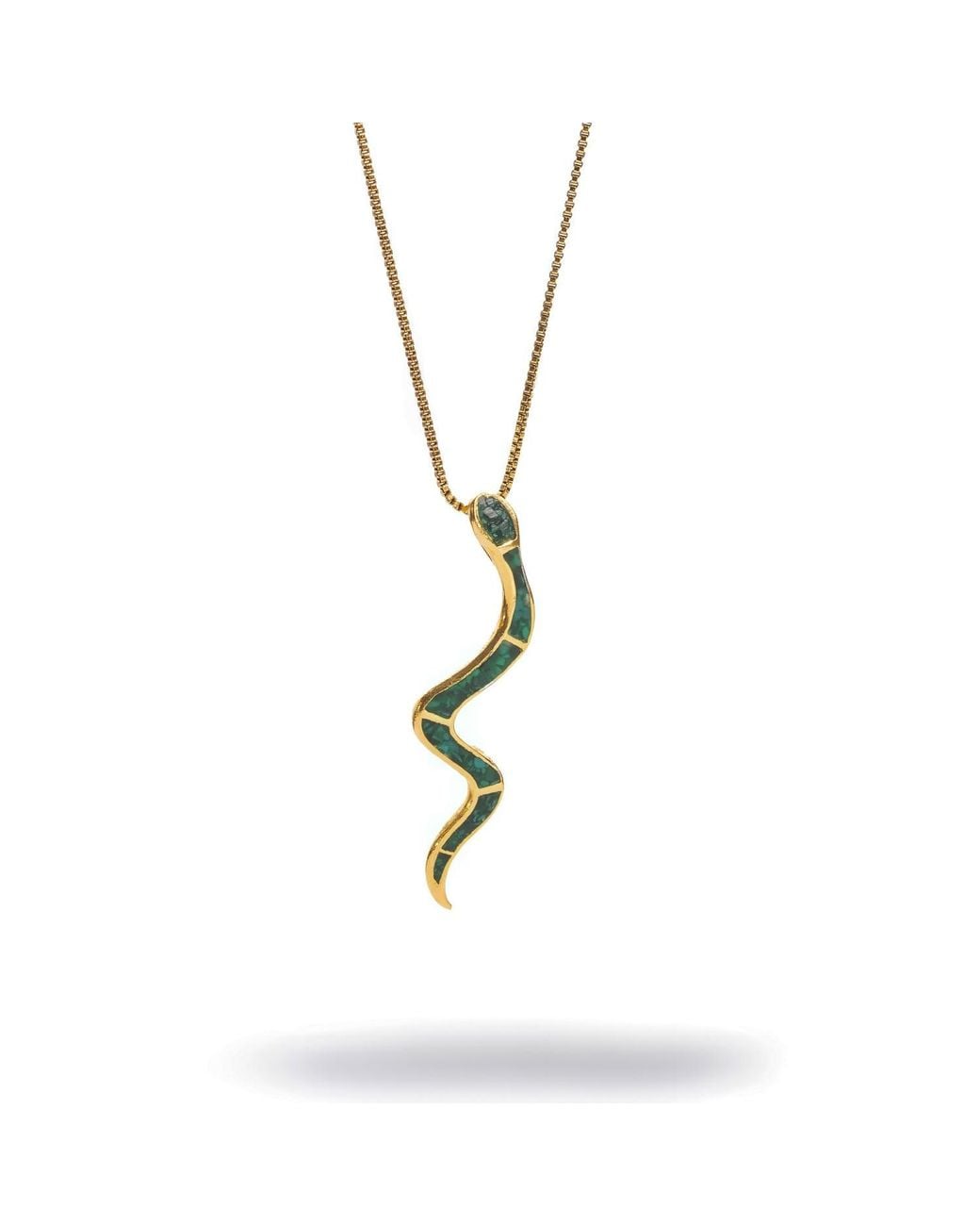 Ebru Jewelry Metallic Mystic Serpent Malachite Pendant Necklace