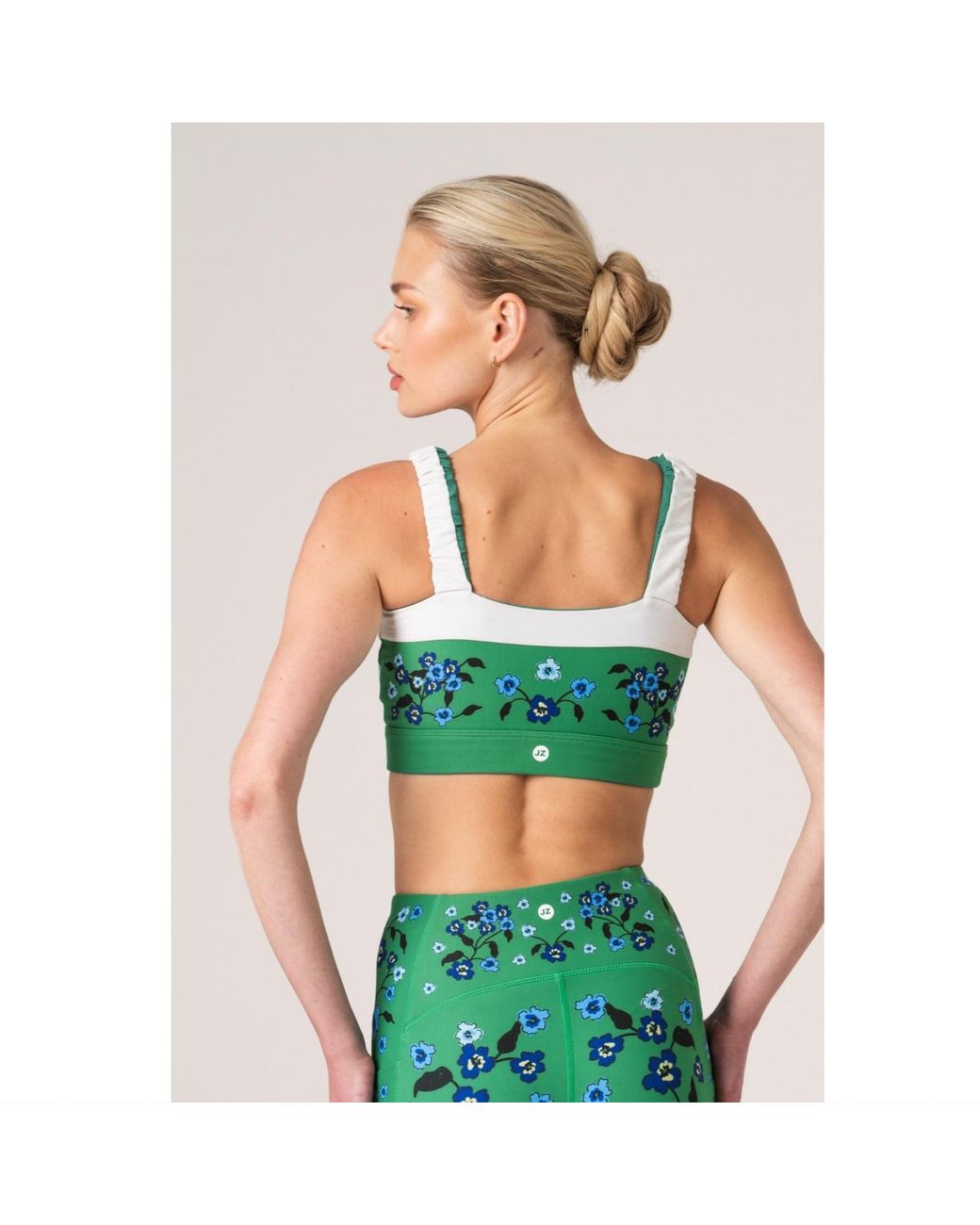 Jessie Zhao New York Green Emerald Echo Reversible Ruched Sports Crop