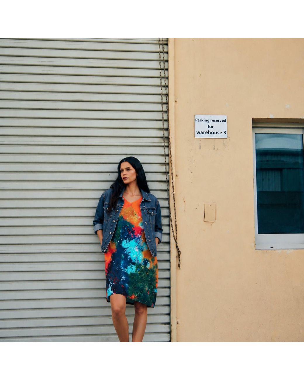 DHARA SHETH DUBAI Orange Canvas & Chaos Abstract Print Short Kaftan Dress