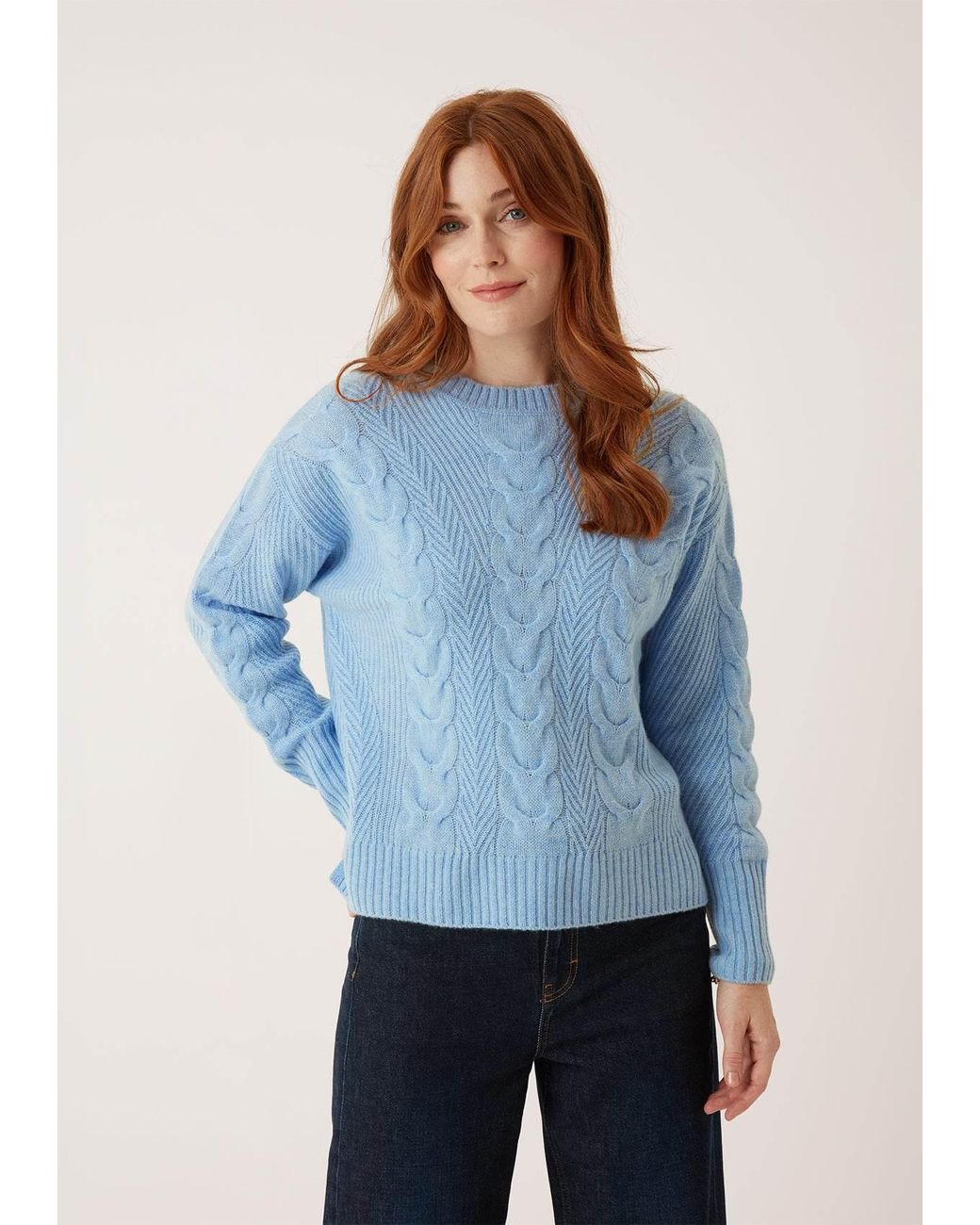 Loop Cashmere Blue Contour Cable Sweater