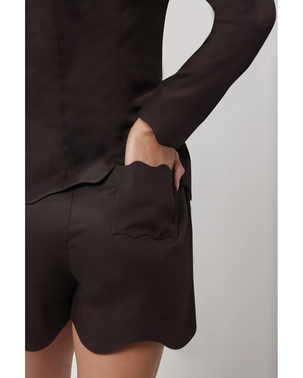 Ashita Fernandes Brown Arz Shorts – Strength & Sophistication