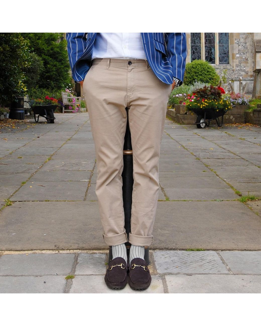 Peper Harow - Made in England White Ash, & Crimson Pin Stripe Socks for men