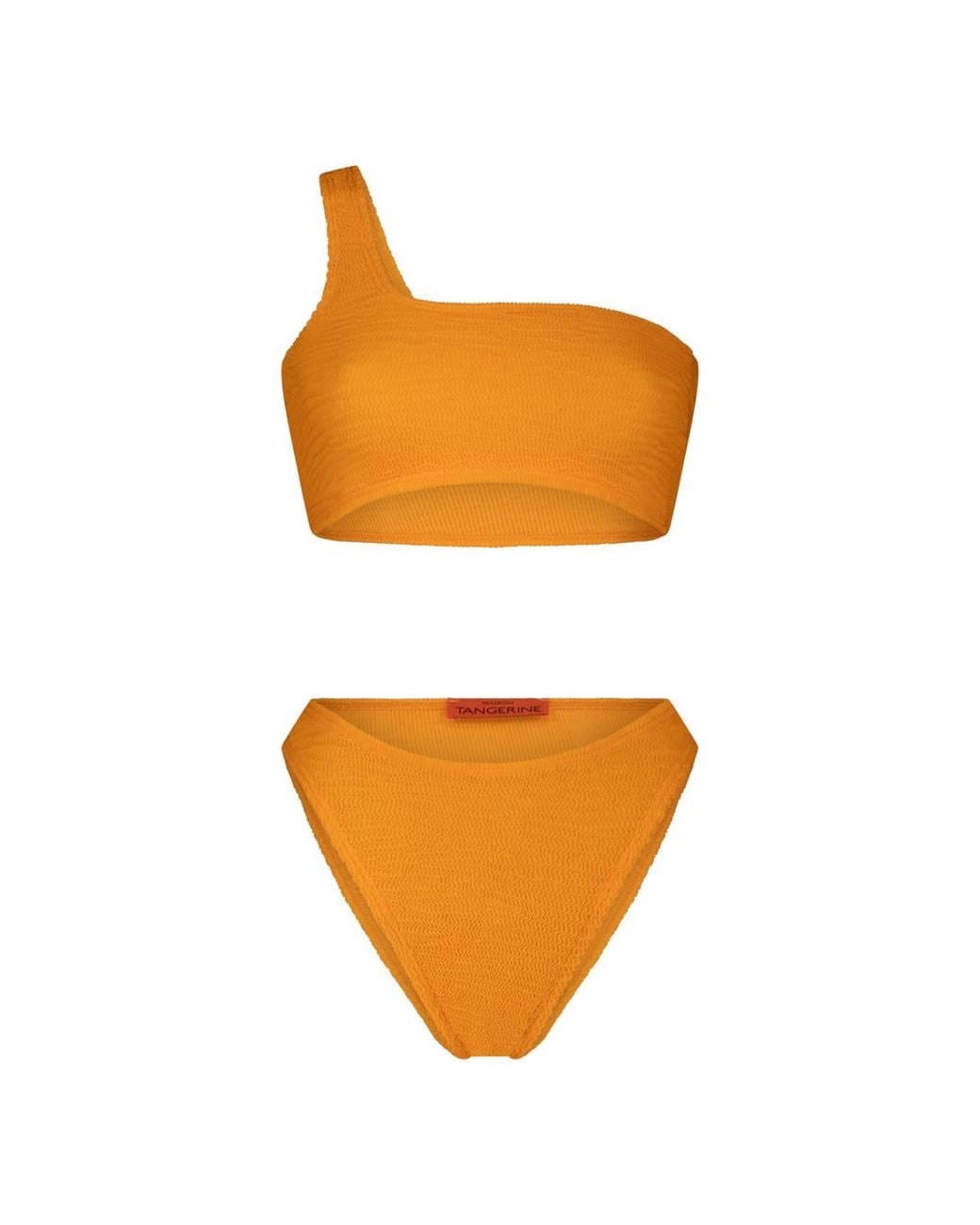 Maison Tangerine Orange Mykonos Crinkle Swimsuit Tangerine Bikini