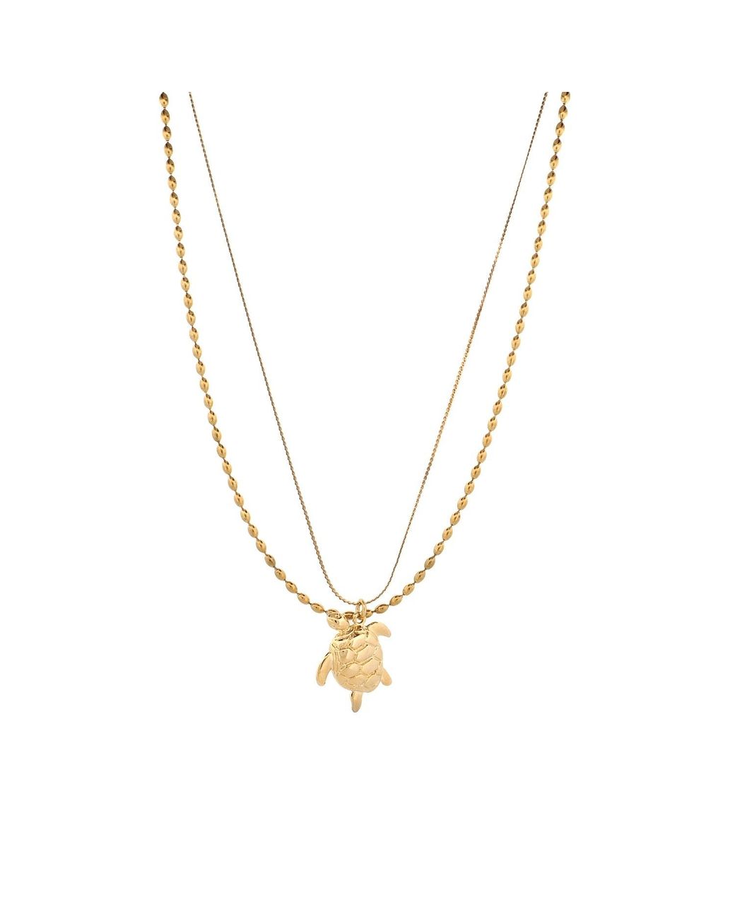 Ebru Jewelry Metallic Sacred Sea Turtle Talisman Layered Necklace