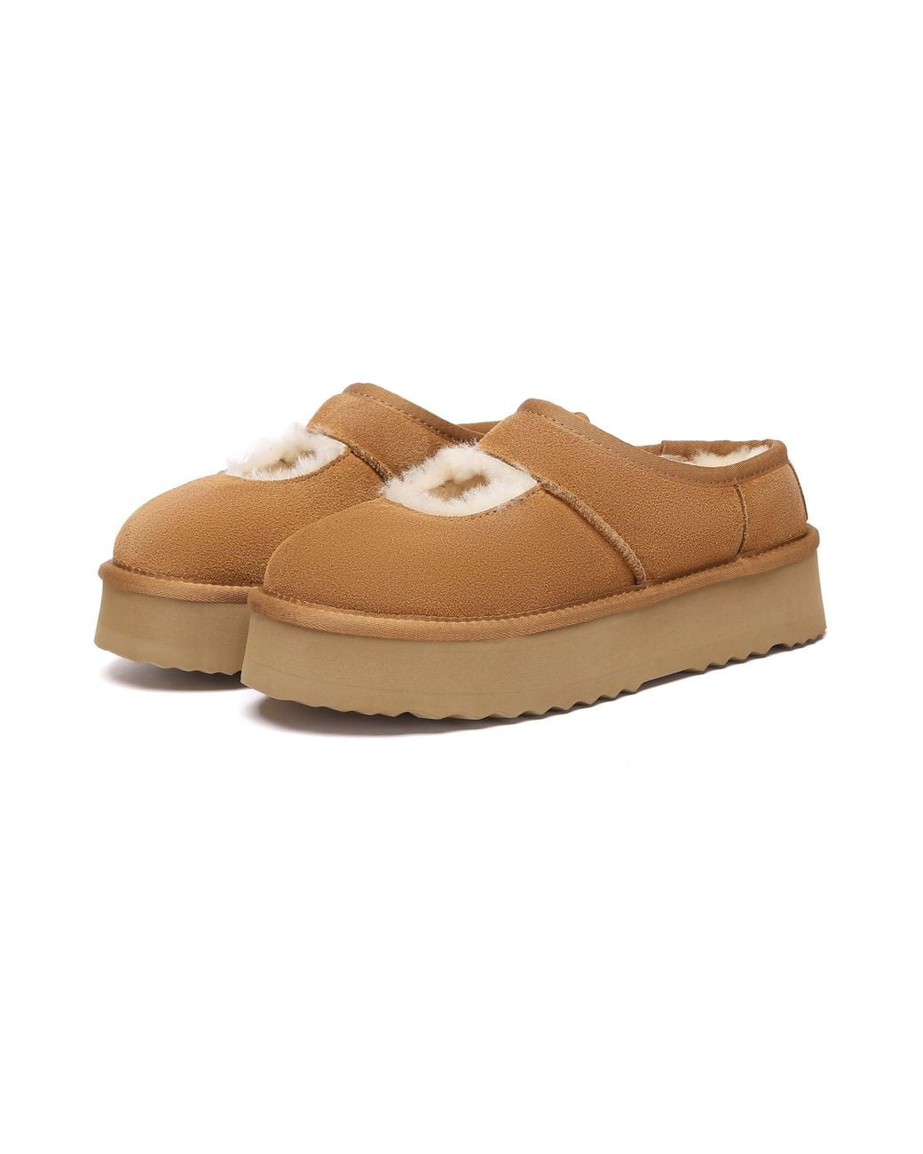 EverAu Australia Brown Plumed Ankle Platform Slippers